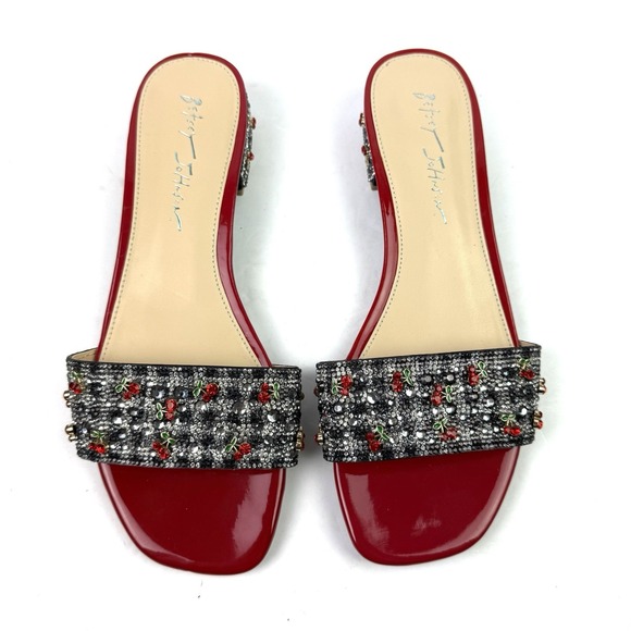 Betsey Johnson Shoes - Betsey Johnson Sunny Shoes 8.5 Rhinestone Crystal Glass Cherry Heels Brand New
